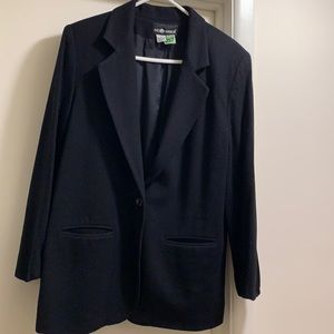 Sag Harbor black one-button wool blazer, size 12.